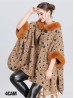 Soft Leopard Print Cape W/ Fur Detailing